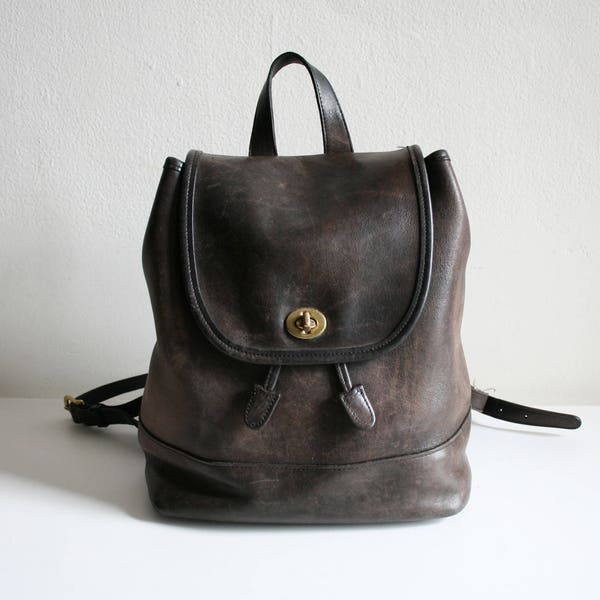 Stone Worn Blackish Brown Coach Backpack