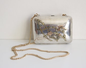 Mexico Alpaca Silver Mixed Metal Botanical Handbag