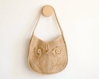 Sisal Tote Bag with Shell Flowers