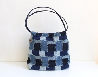 The Sak Crochet Blue Patchwork Tote Bag