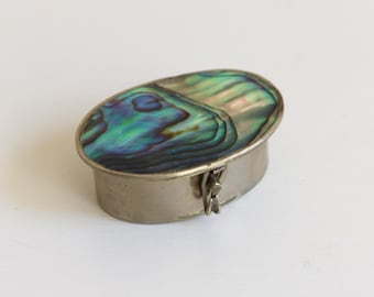 Mexico Alpaca Silver Abalone Small Pill Box