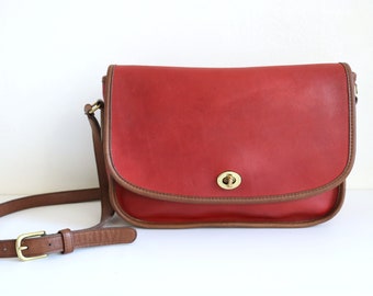 Coach Spectator City Bag | Red Leather British Tan Trim