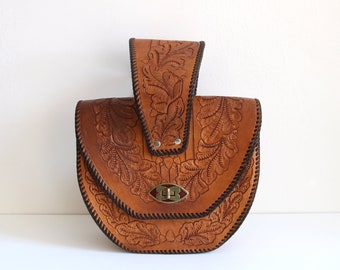 Acorn Geometric Handbag | Tooled Leather