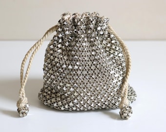Small Rhinestone Embellished Drawstring Pouch