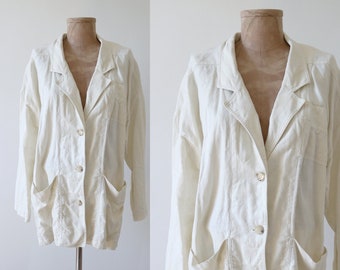 Liz Claiborne Linen Blazer Cream Off White sz large