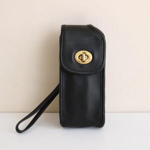 Coach Cellphone Holder Black Leather