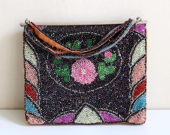 Antique Beaded Flower Purse