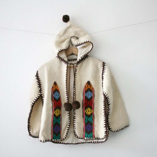 Child Ivory Embroidered Hooded Coat