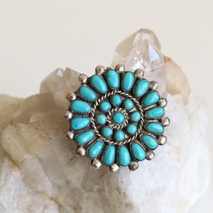 Türkis Petit Point Sterling Brosche Halskette