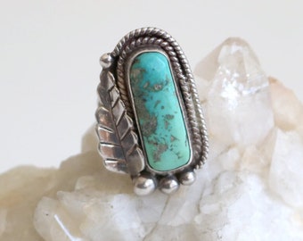 Navajo Turquoise Leaf Ring | size 4.75