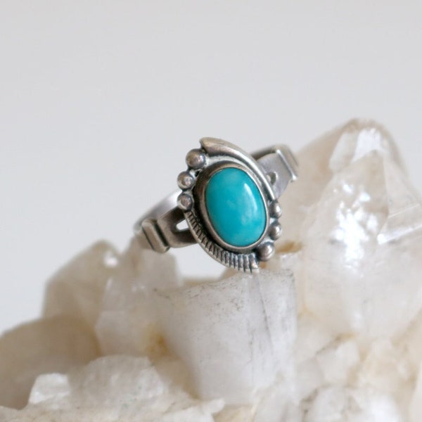 Native American Fred Harvey Era Turquoise Ring 4.5