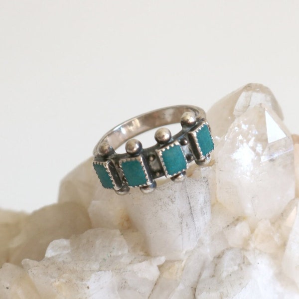 Fred Harvey Row Turquoise Ring | size 5.5