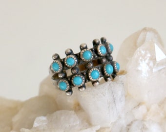 Fred Harvey Snake Eye Double Row Turquoise Ring | size 5.25