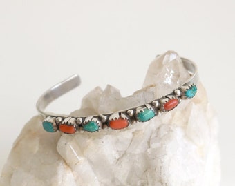 Turquoise Coral Row Bracelet | Sterling Silver