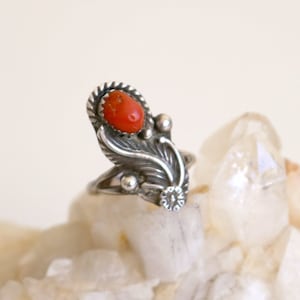 Leaf Coral Sterling Ring 7.5