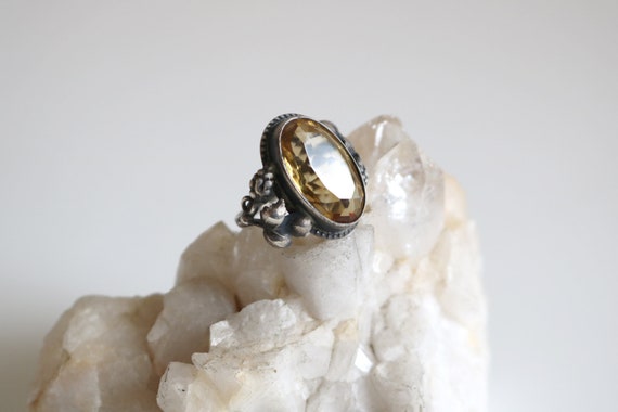 German Citrine Sterling Ring 6 - image 2