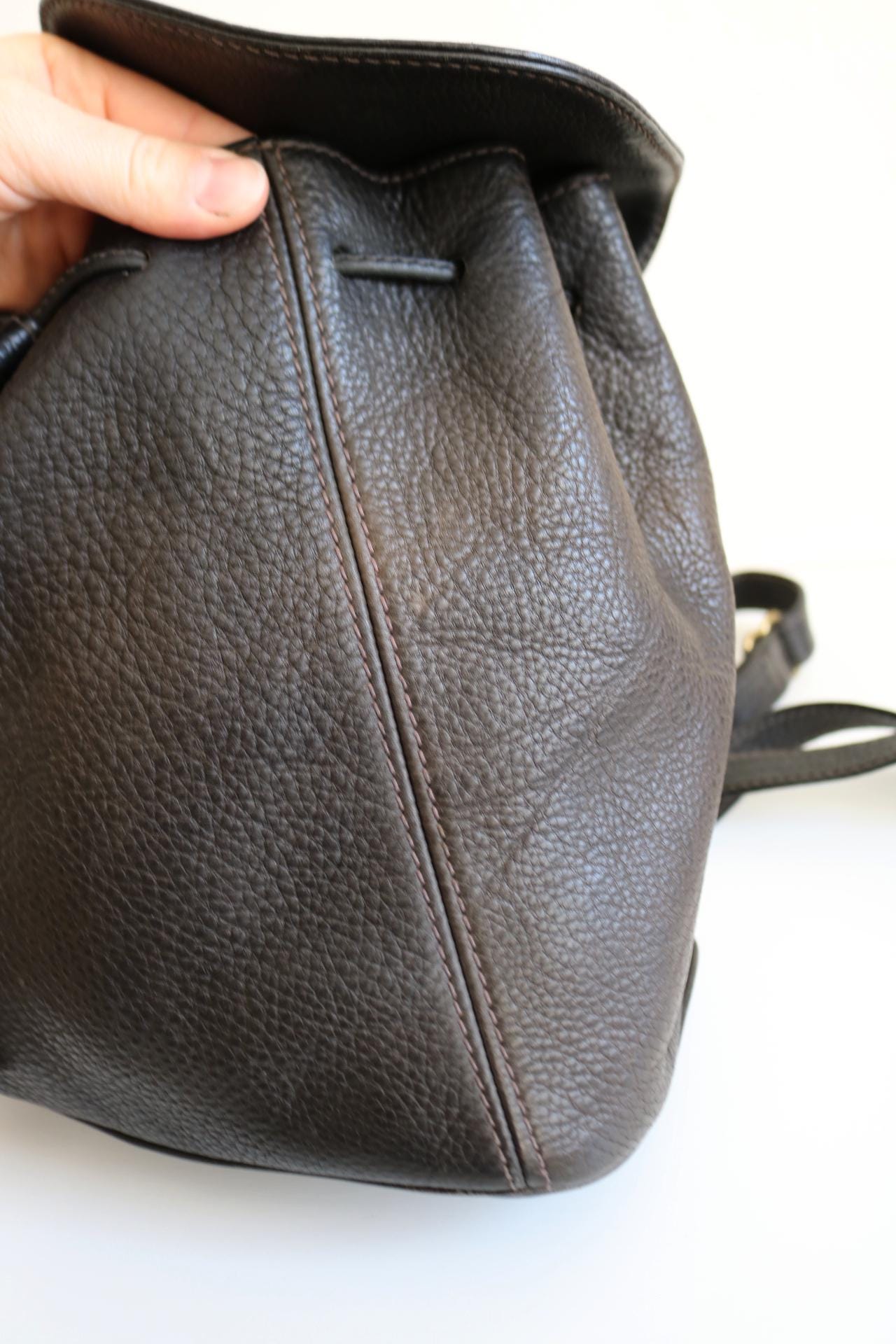 Coach Drawstring Backpack | Faded Black Full Grain Italian Leather