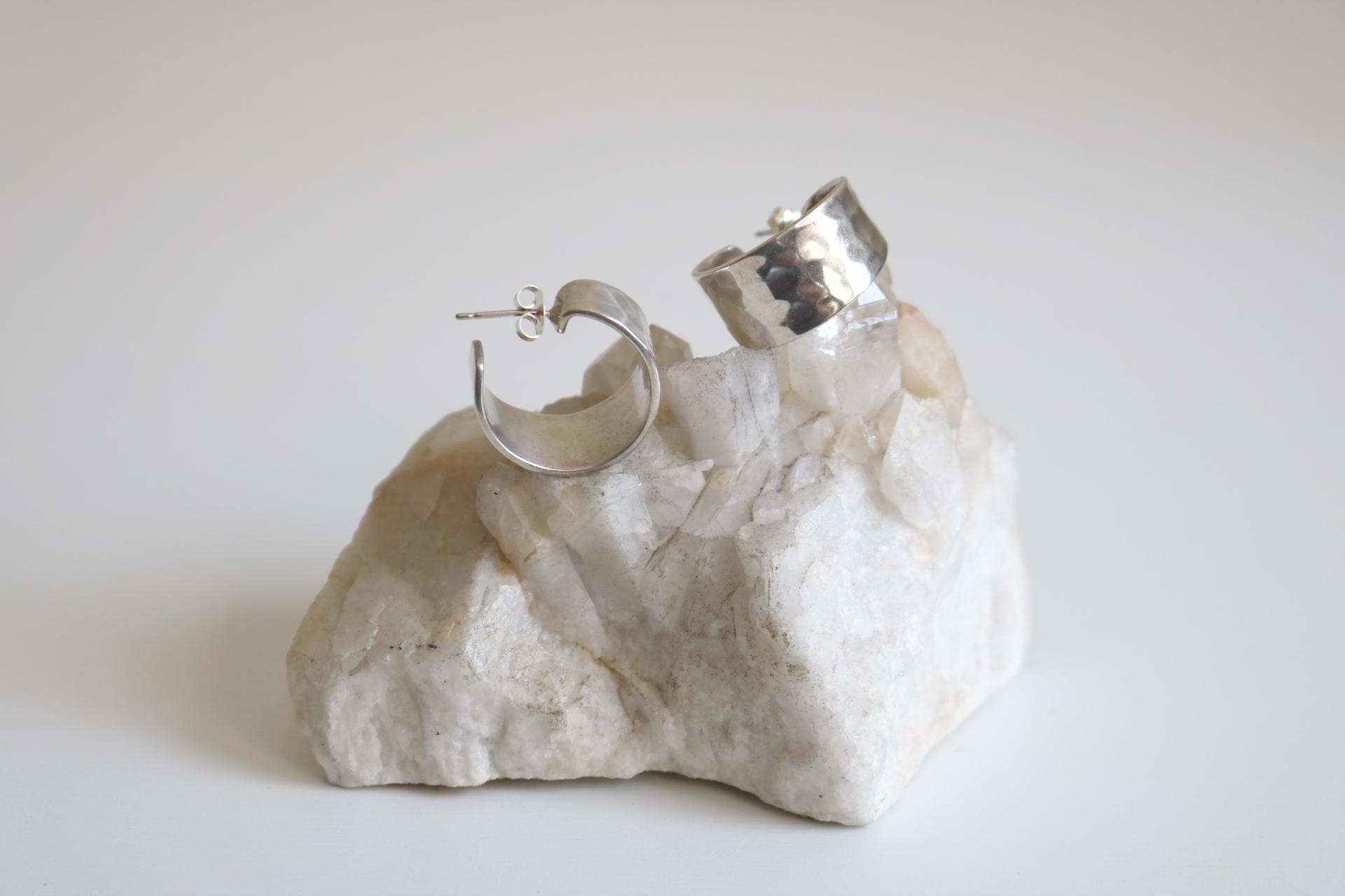 Sterling Silver Hammered Hoops