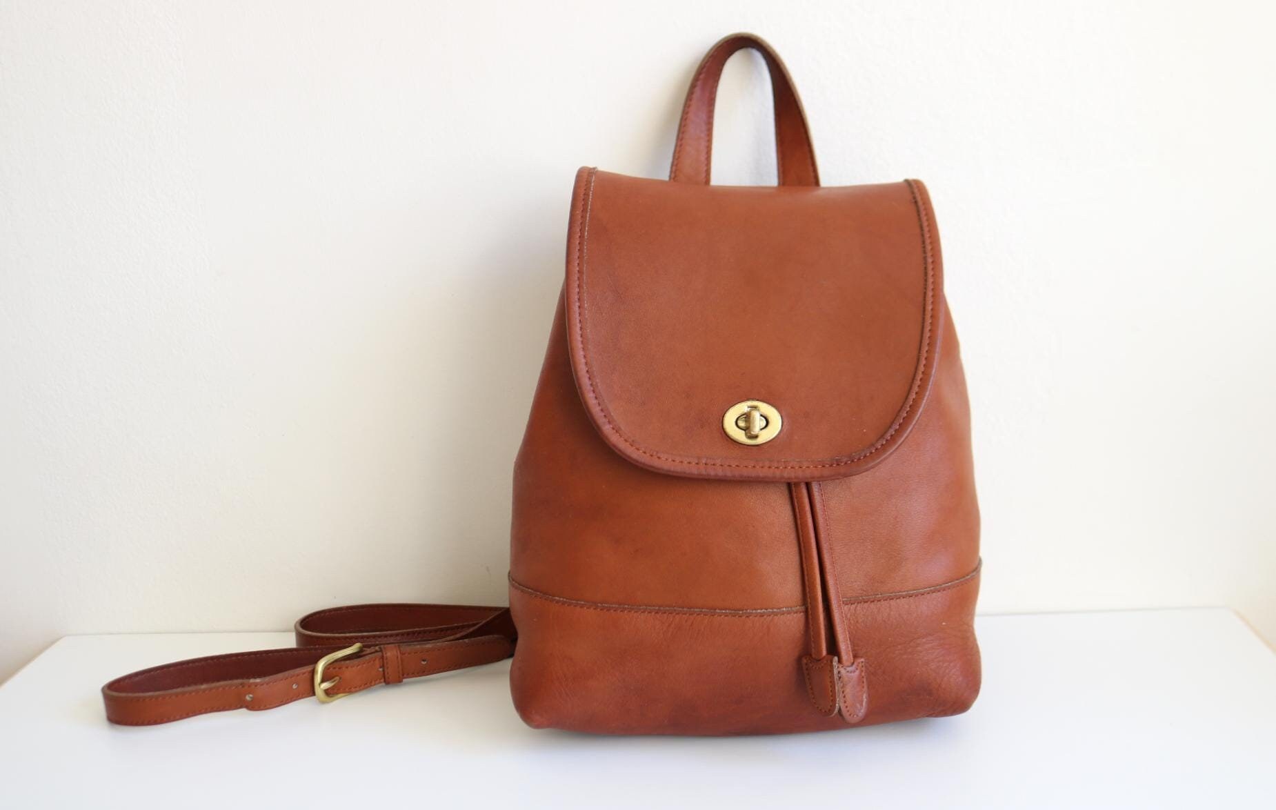 Coach Drawstring Backpack | British Tan Leather - Etsy