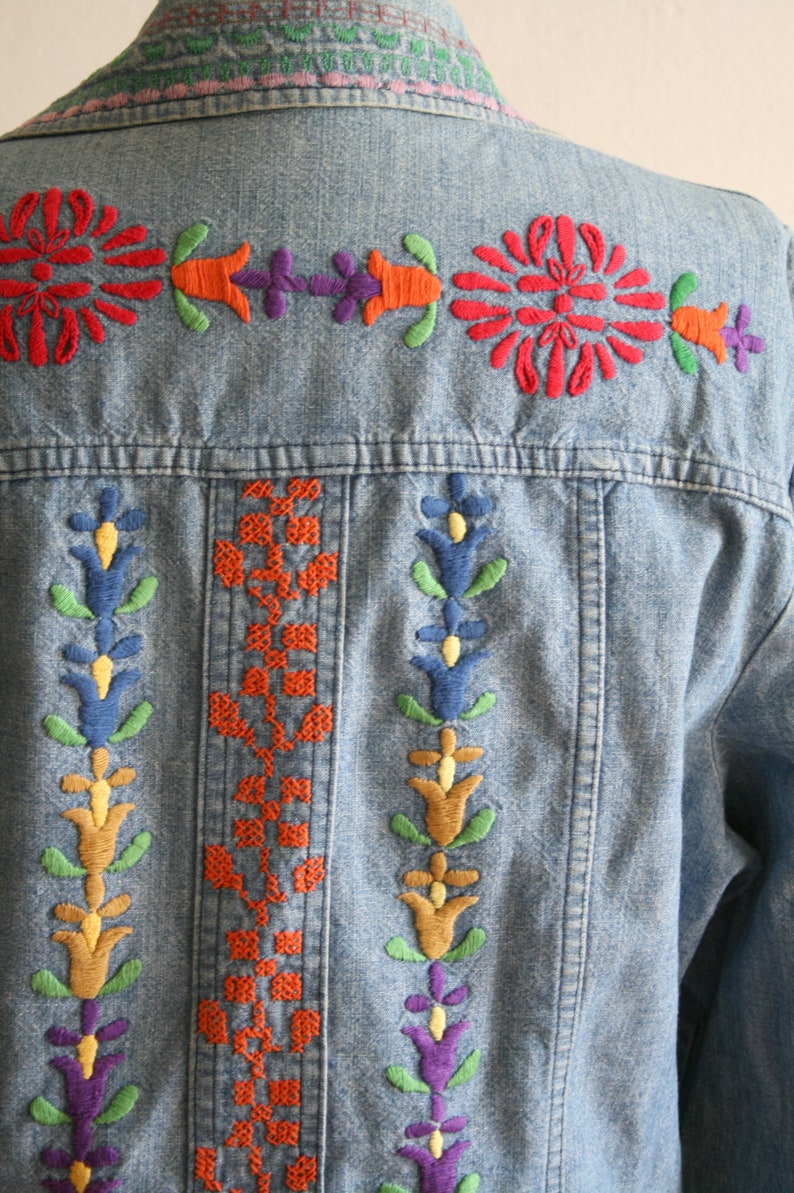 RARE 70s Lee West Cal 45 Embroidered Denim Button Snap Shirt Jacket