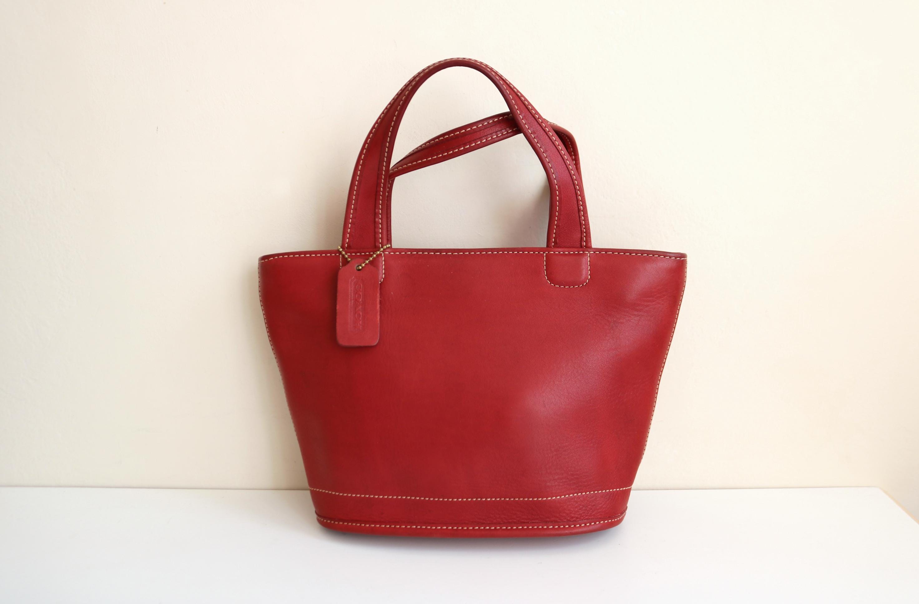 Coach Small Bleeker Tote Bag | Red Leather - Etsy