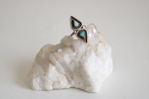 Native American Shadowbox Teardrop Turquoise Ring… - image 2