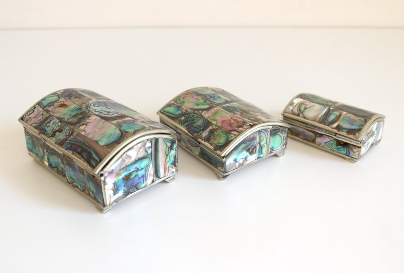 Mexico Alpaca Silver Abalone Box Trio image 3