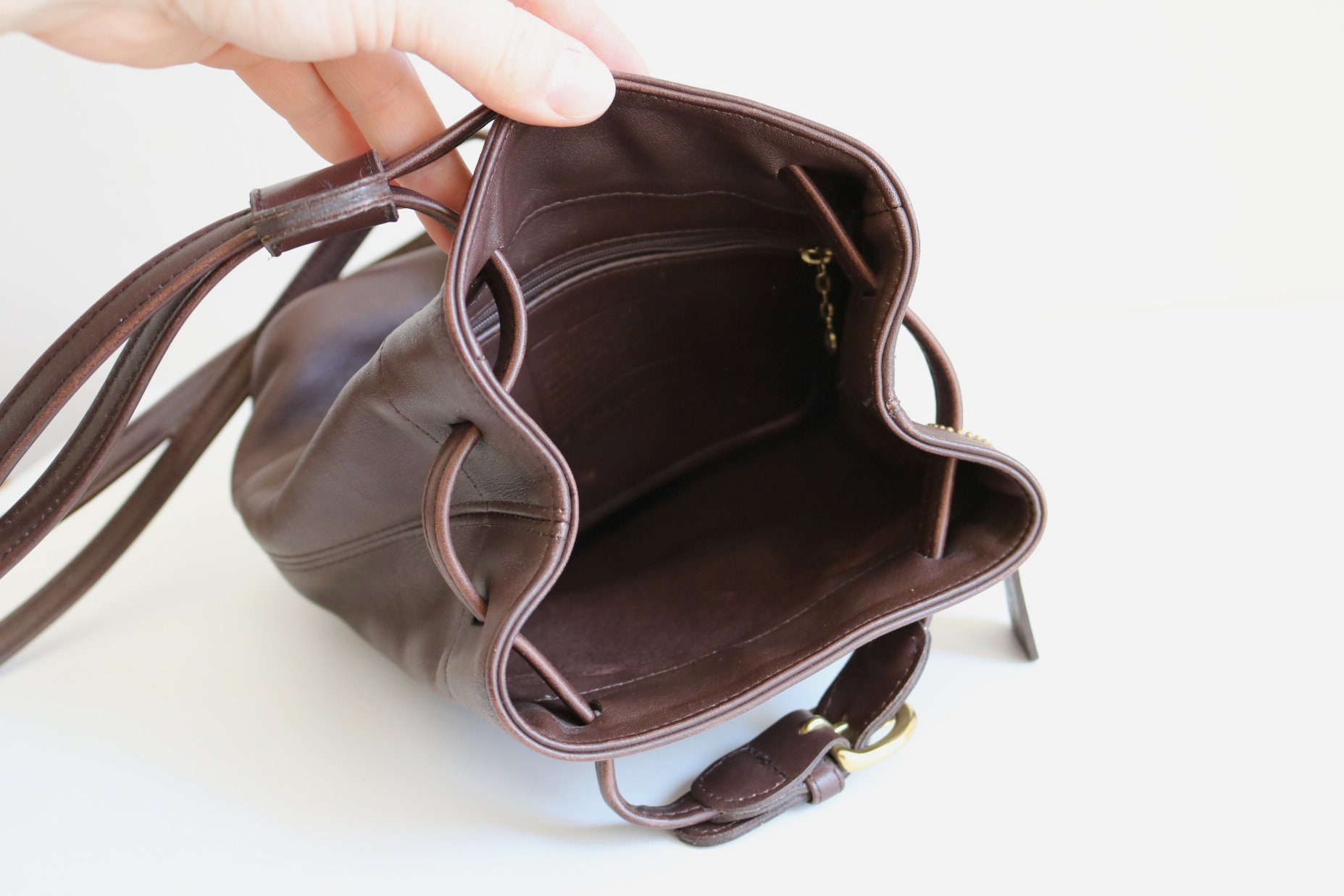 Coach Cornelia Belted Bucket Backpack | Brown Leather - Etsy