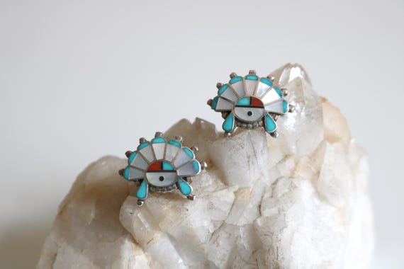 Zuni Native American Headdress Earrings