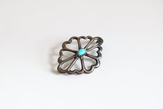 Native American Turquoise Sandcast Brooch - image 1