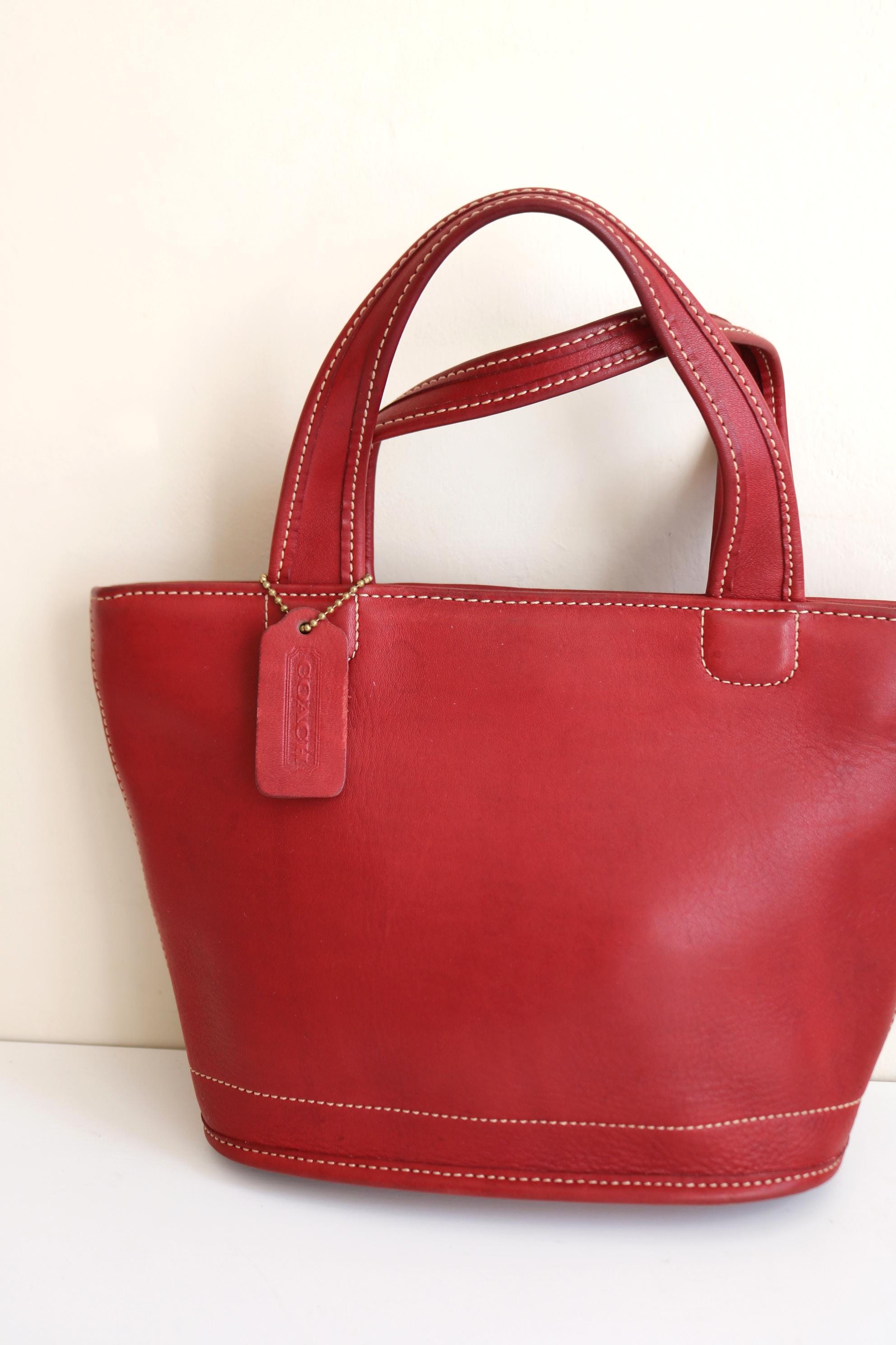 【COACH】Old Coach Leather Tote Bag 6104 Coach Small Bleeker Tote Bag | Red Leather - Etsy