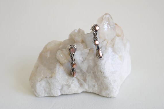 Native American Pink Mother of Peal Dangle Earrin… - image 3