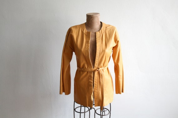 SALE Vintage Bell Sleeve Leather Coat
