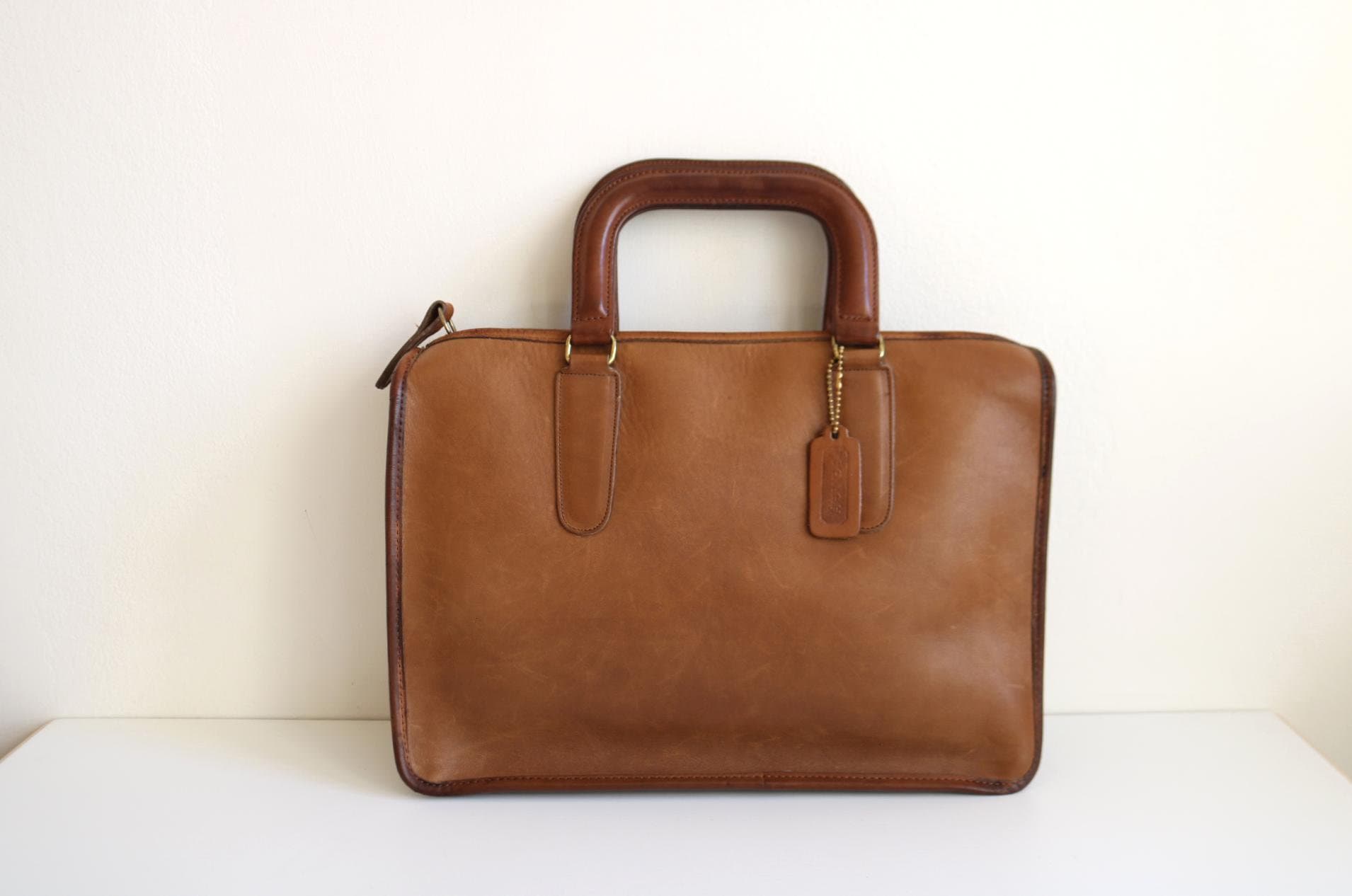 COACH 2way ブリーフケース ターンロック レガシー ネイビー ブラウン 中古・古着通販】COACH (コーチ) ブリーフケース/ビジネスバッグ