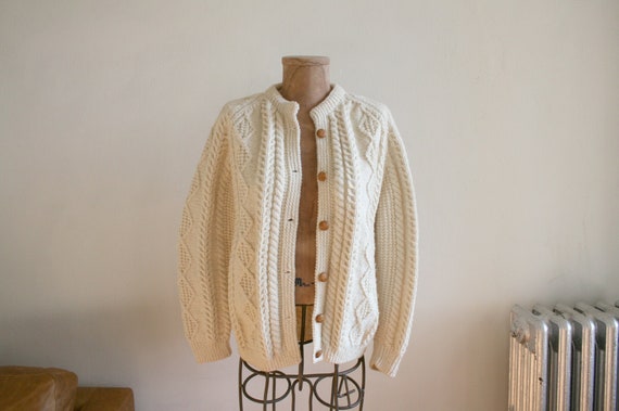 Handmade Irish Wool Fisherman Cardigan Sweater