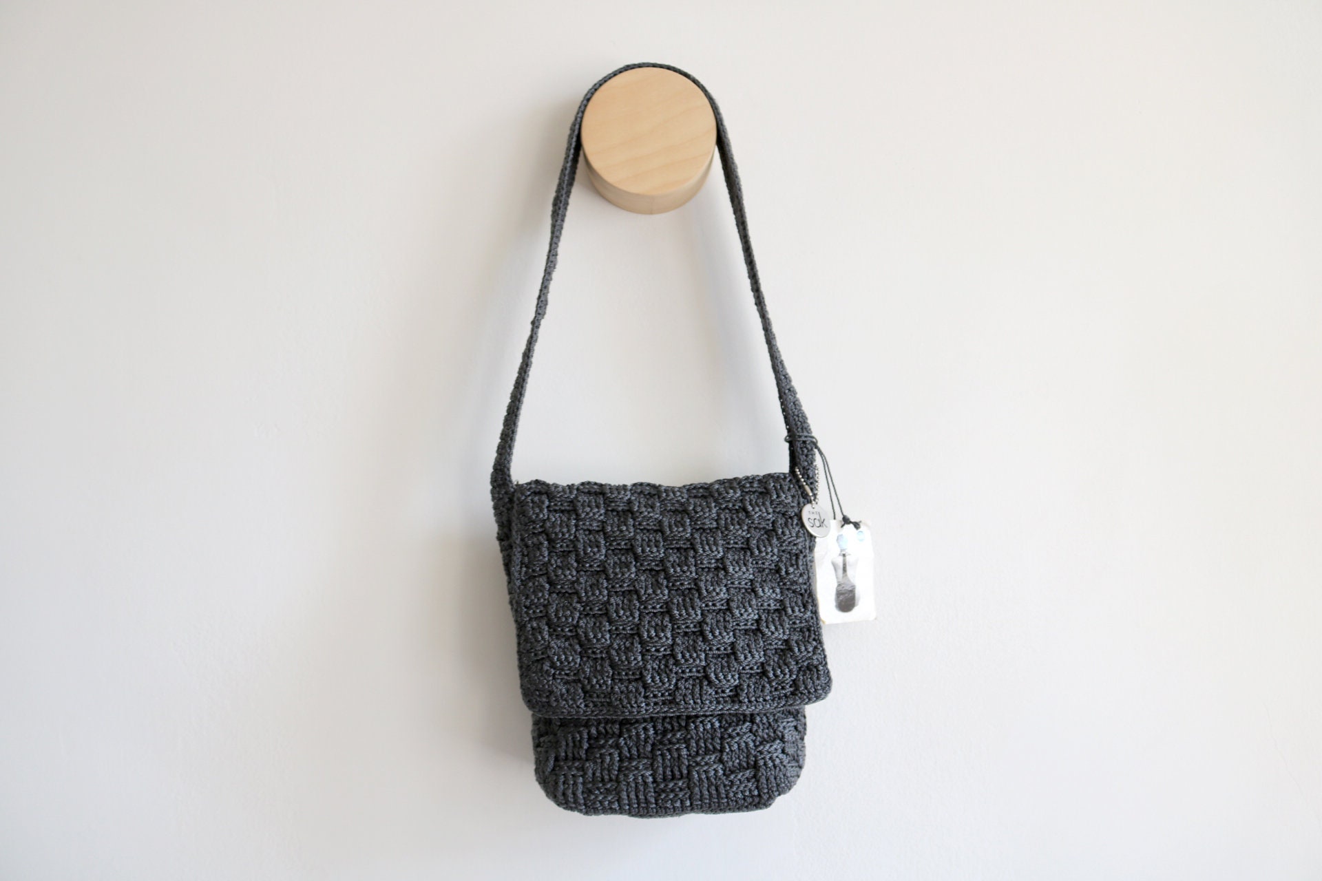 The Sak Charcoal Knit Shoulder Bag 120 Hobo Bag in Black Cozy Weave Crochet – The Sak main image 2
