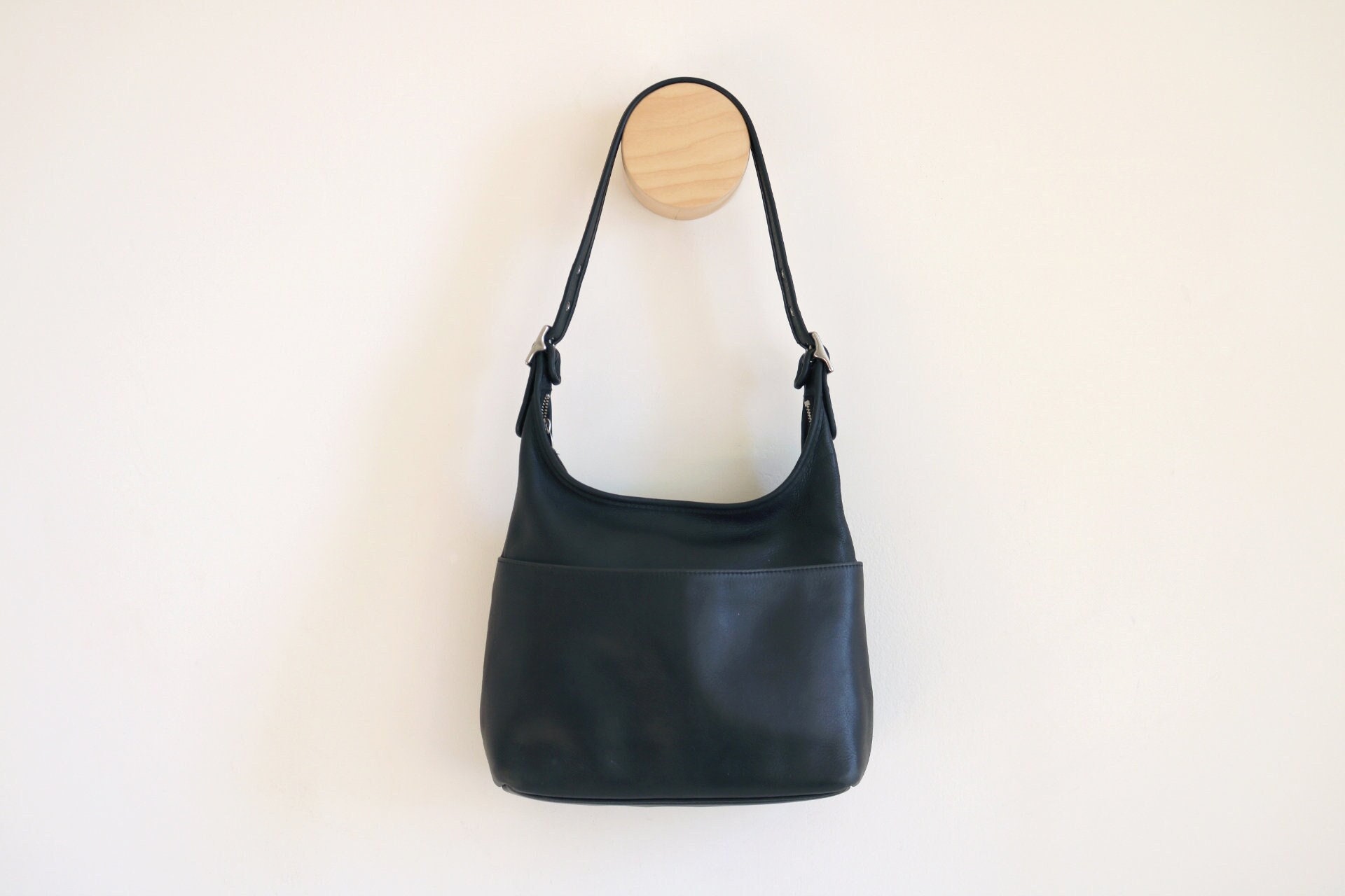 Coach Legacy Hobo Bucket Bag Black Leather Nickel Hardware Etsy