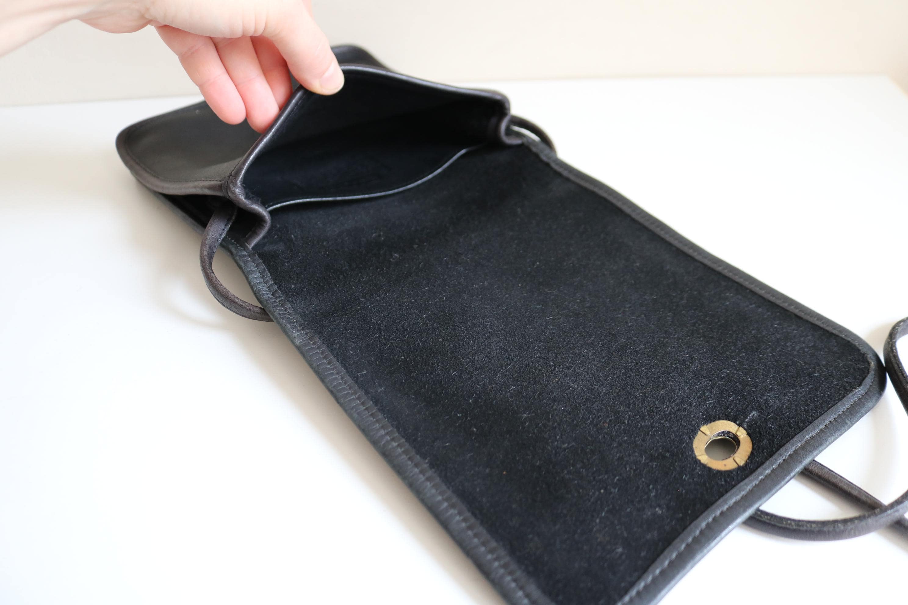 Coach NYC Compact Pouch Bag | Black Leather - Etsy