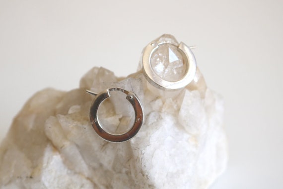 Medium Minimalist Boxy Hoop Earrings | Sterling S… - image 1