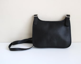 Vintage Small Coach Black Leather Crossbody Bag Pocketbook Handbag