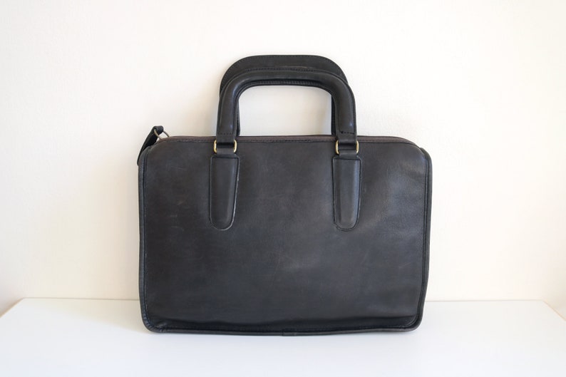 Coach Briefcase Bag Bonnie Cashin NYC Patina'd Black Leather image 2