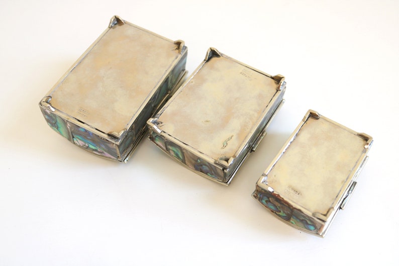 Mexico Alpaca Silver Abalone Box Trio image 7