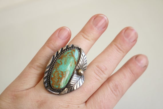 Benjamin Piaso Navajo Green Turquoise Statement Ring | Size 7.5 - Etsy