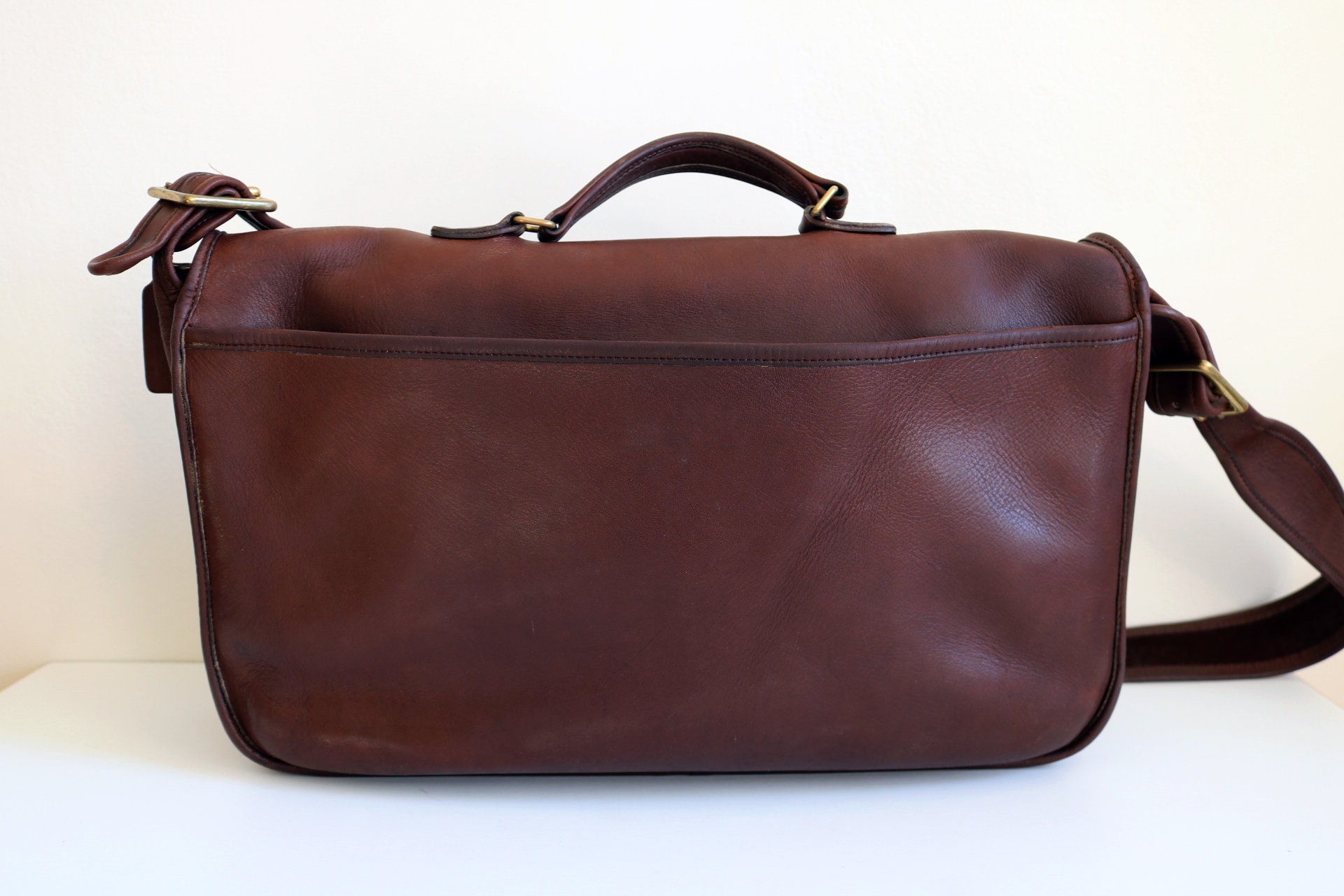 Coach Carrier Messenger Bag | Patina'd Brown Leather - Etsy