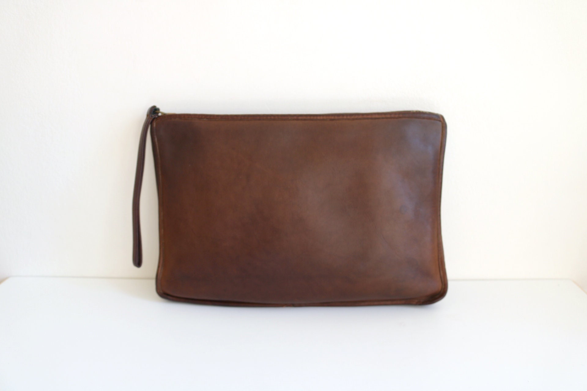 Rare Vintage Coach Black Leather Buckled Pouch NYC Made