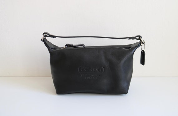 【y2k】 Coach Accessory pouch leather Navy Coach leather metallic Navy Blue Keychain cardholder Pouch