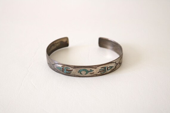 Native American Stamped Bear Mosaic Cuff Bracelet - image 5