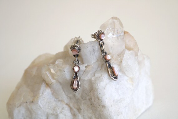 Native American Pink Mother of Peal Dangle Earrin… - image 1