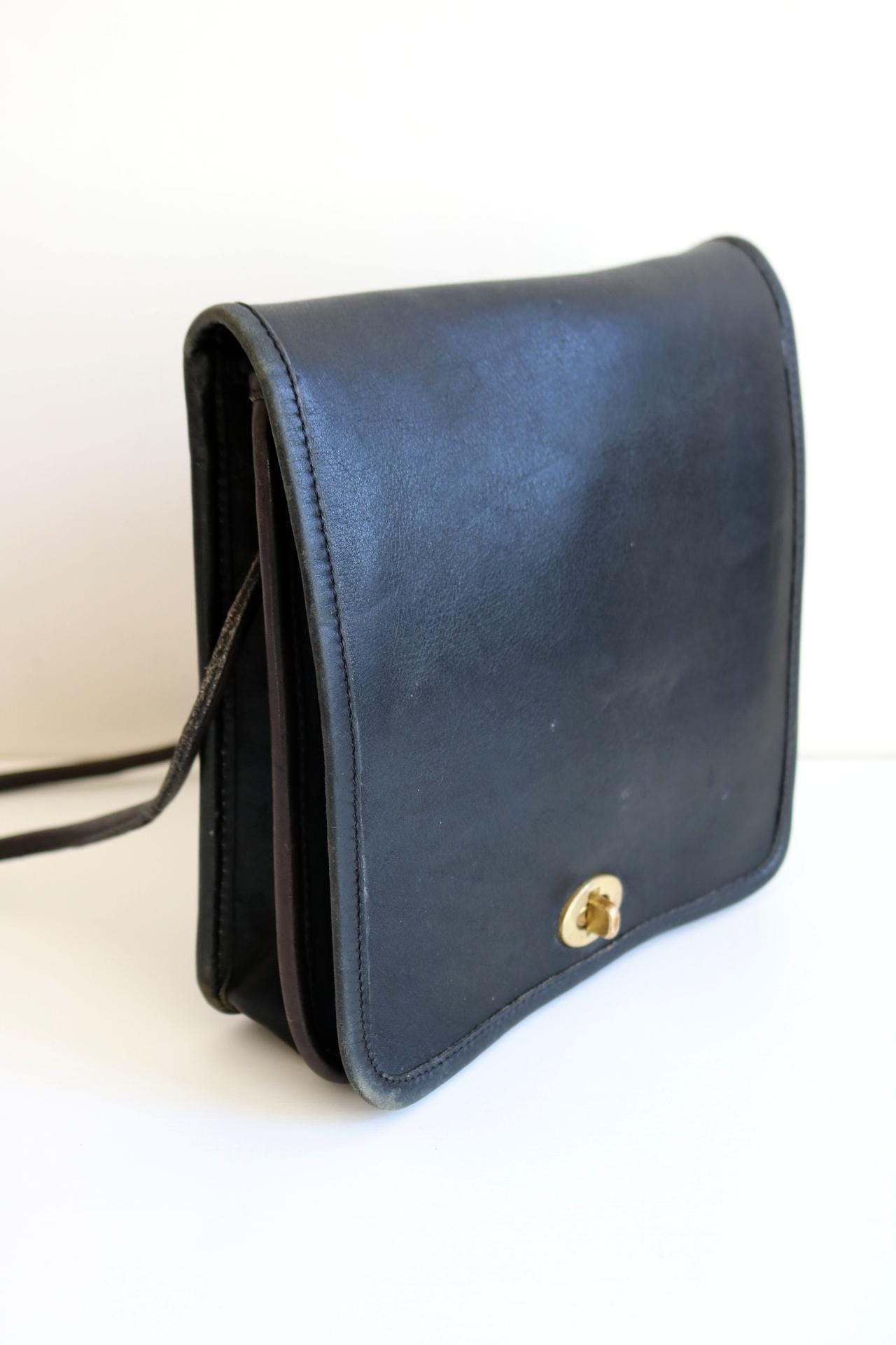 Coach NYC Compact Pouch Bag | Black Leather - Etsy