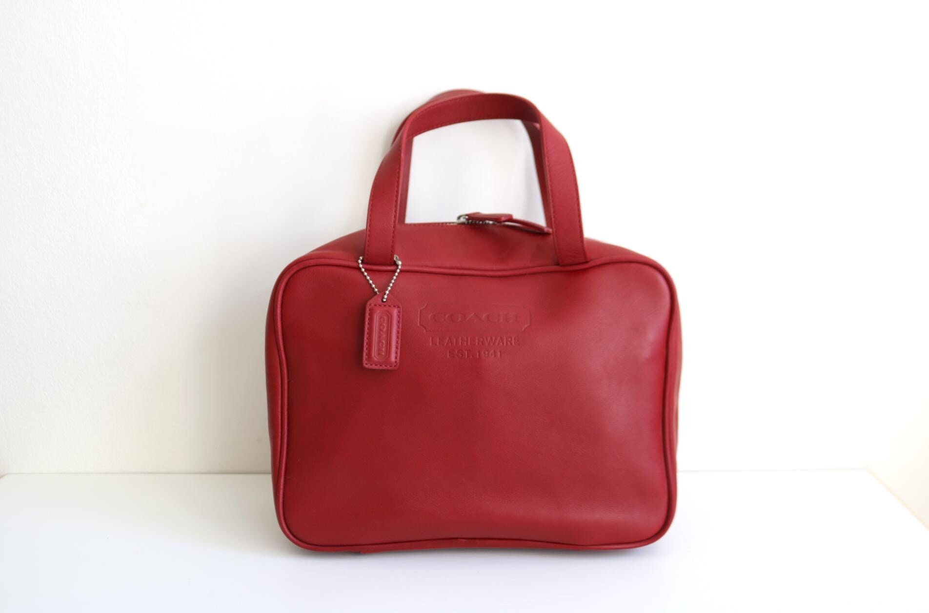 Red Coach Makeup Toiletry Bag Etsy